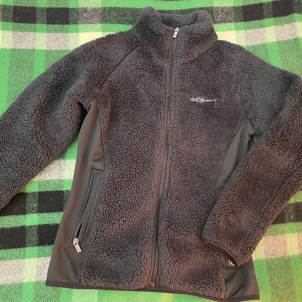 Super Plush and Soft Champion Deep Pile Fleece Jacket Black Women's Medium